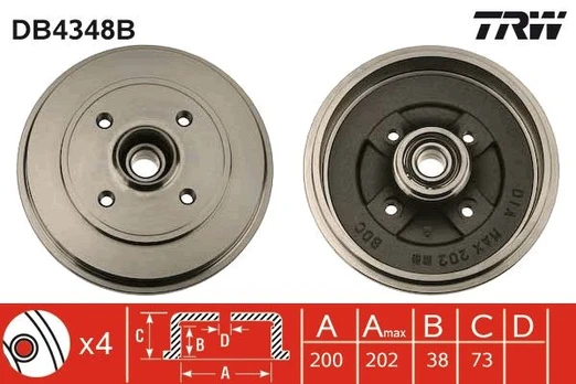 Stabdžių būgnas TRW DB4348B