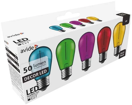 Avide LED lemputės 1W E27 Decor Filament, 5 vnt.