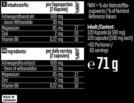 Ashwagandha kapsulės Body Attack KSM-66 120 kapsulių