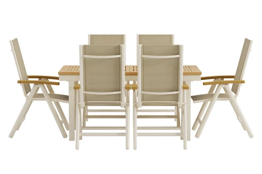 Panama Table - Nature with 6 Panama Chair - Beige