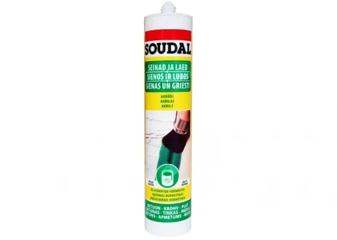 Hermetikas akrilinis Soudal ACRYRUB, dažomas, baltas, 280ml