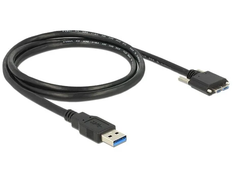 KABELIS USB MICRO(M) ZE ŚRUBAMI->USB-A(M) 3.0 1M Juodas DELOCK