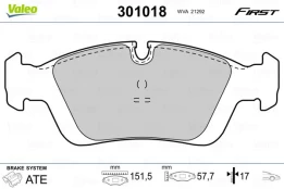 Stabdžių trinkelių rinkinys, diskinis stabdys VALEO 301018 kaina