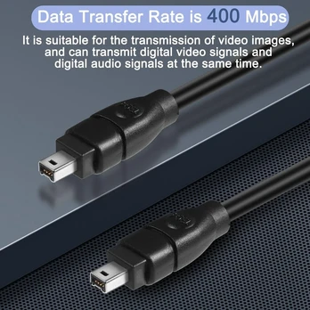 Firewire 400 4-pin Ieee 1394 kabelis, 1.8m, vyriškas-vyriškas