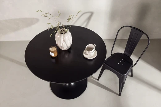 Venture Design Apvalus valgomojo stalas Hamden, juoda