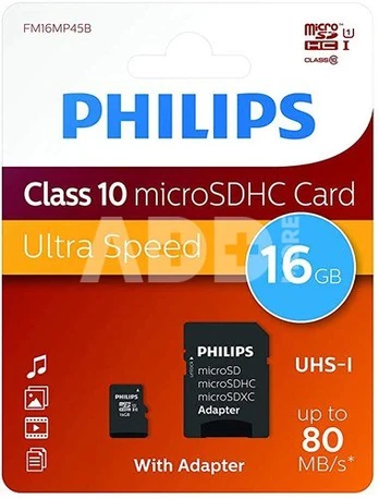 Philips MicroSDHC Card 16GB Class 10 UHS-I U1 incl. Adapter