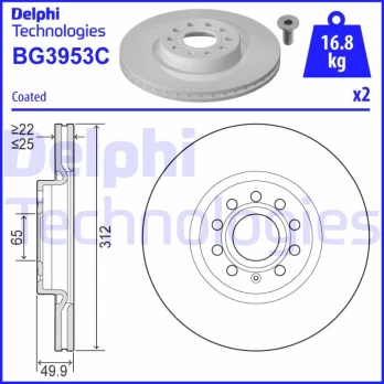 DELPHI BG3953C Brake Disc