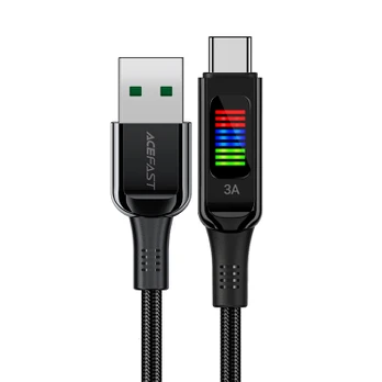 Acefast C7-04 USB-A USB-C 60W 1.2m cable with display - juodas