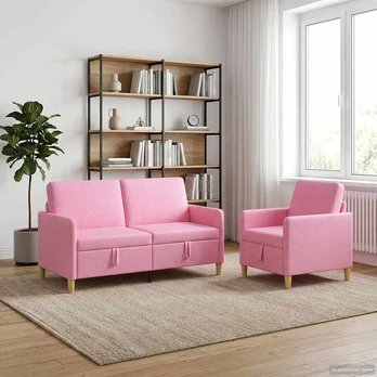 Sofa Sofos komplektas su saugojimu 2 pcs Rožinė Poliesteris