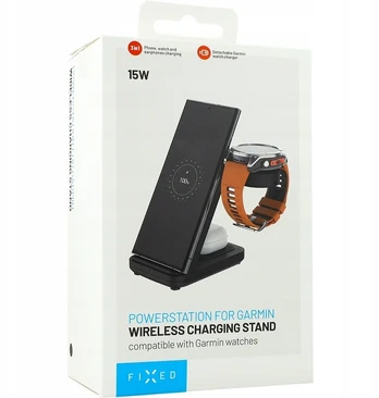 FIXED 3-in-1 langaton latausasema Garmin-kellolle, musta