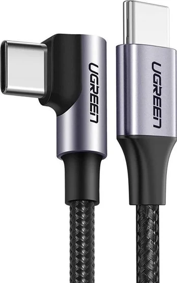 Kabel USB-C do USB-C Ugreen US255, 3m, 60W, kątowy (czarny)