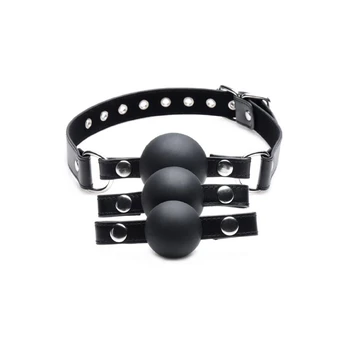 XR Brands Interchangeable Silicone Ball Gag Set Adjustable Strap Black