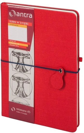 Antra Notes A5 Dots Raudona Renaissance