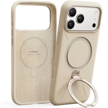 Dėklas Torras Ostand Q3 silikoninis dėklas, dykumos aukso spalva – iPhone 17 Pro
