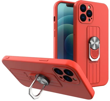 Hurtel Silikoninis dėklas Ring Case iPhone 13 Pro – raudonas