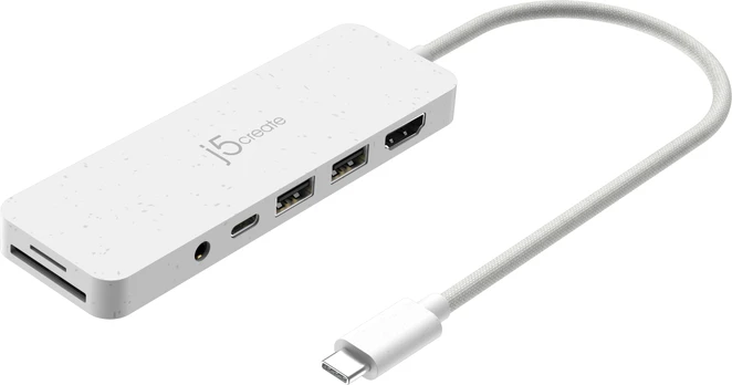 J5Create - Eco-Friendly USB-C Multi-Port Hub With Power Delivery - White