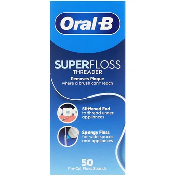 Oral-B Superfloss Threader tarpdančių siūlas, 50 vnt.
