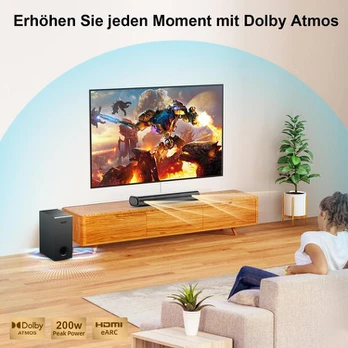 Hiwill Soundbar su Dolby Atmos, 200w, Bluetooth 5.3, Hdmi Earc