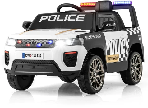 Elektrinis policijos automobilis 12V baltas