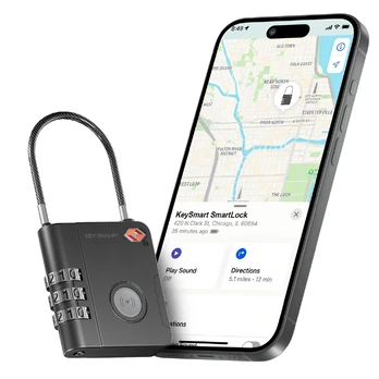 KEYSMART SmartLock; TSA Approved Find My Lock, Juodas