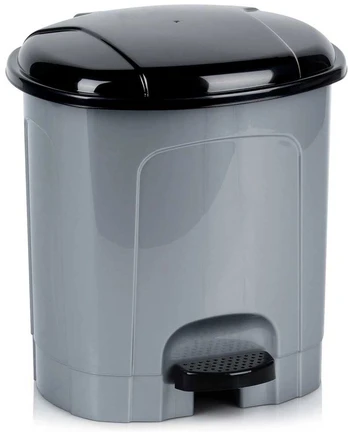 Plastic pedal bin pilkas 5.5 l