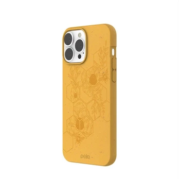 „Pela Classic Honey“ ekologiškas „iPhone 13 Pro Max“ dėklas – „Hive Edition“.