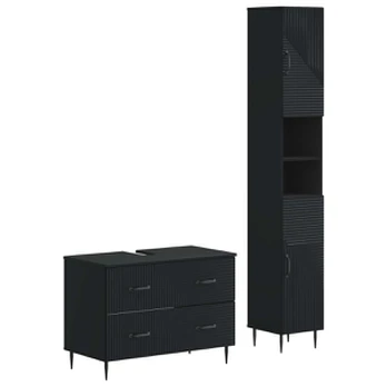 2 dalių vonios spintelių rinkinys HAARLEM Juoda