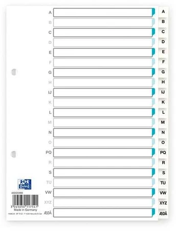 Segregator Elba Elba 400020999, Alphabetic tab index, Polypropylene (PP), Baltas, Portrait, A