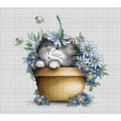 Kitten in flowers SB1048 kaina