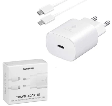 Samsung EP-TA800XWE, USB-C 25W + USB-C laidas, 1 m