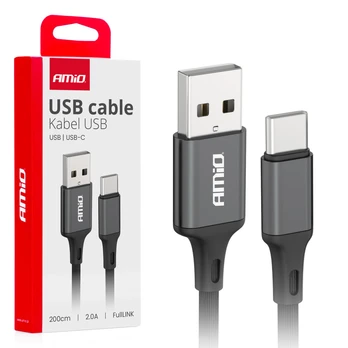 USB-A - USB-C 2A įkrovimo laidas 200 cm FullLINK AMIO-03900
