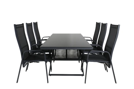 Dallas Dining Table+Copacabana Recliner Chair - Black/Black_6