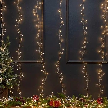 LED Christmas string - curtains copper wire with hangers, 3x3m, warm white, 31V, IP44, 1200LED