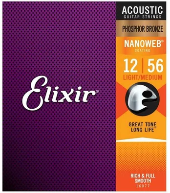 Elixir Eliksyras 16077 Nanoweb Phosphor Bronze 12-56