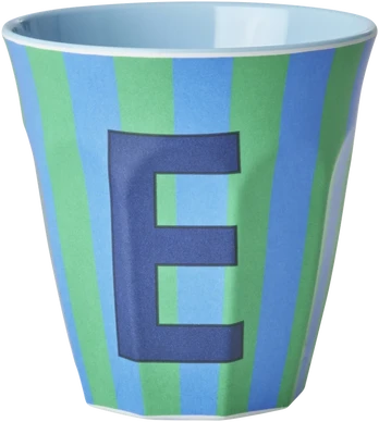 Rice - Melamine Cup with the Letter E - Mėlyna and Žalias - Medium - 250 ml