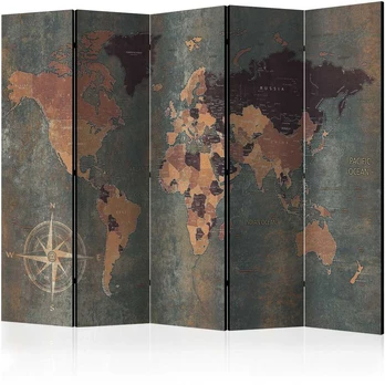 Artgeist Pertvara - Room divider – Map in browns and greys