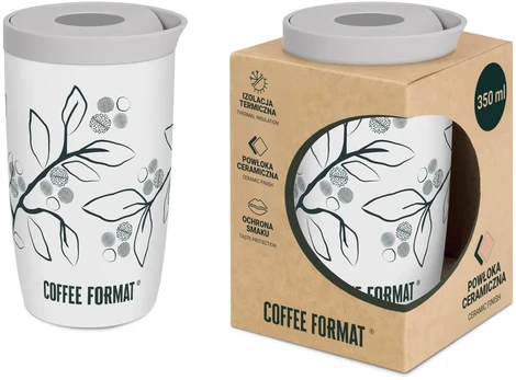 „Coffee Format“ baltas termosas su augalų motyvu 350 ml