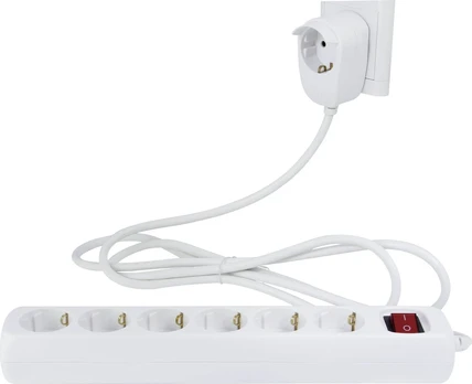 REV REV Multiple Socket Outlet baltas 6+1-fold 2m Powersplit + switch