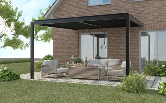 Pergola Mirpol Luxe 4x3 Antracitas LED Aliuminis