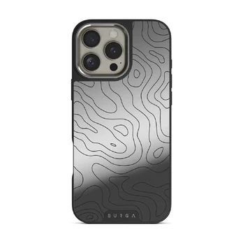 Wild Terrain - Minimalist iPhone 16 Pro Case, Elite Mirror Dark (MagSafe) / Silver