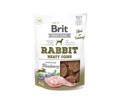 Brit Jerky Rabbit Meaty Coins Snack kramtomasis skanėstas šunims 80g