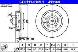 ATE 24.0111-0169.1 Brake Disc kaina