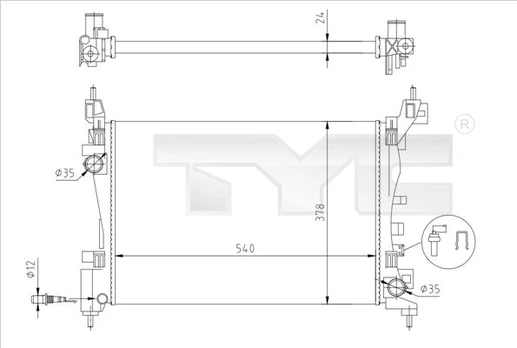 Radiatorius, variklio aušinimas TYC 725-0044-R