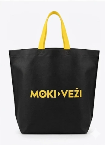 Neaustinės medžiagos maišelis MOKI VEŽI, 2 rankenos