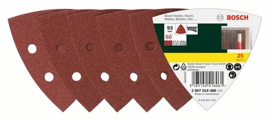 Bosch Delta šlif.popierius K60 25 vnt. kaina