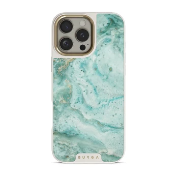 Uluwatu Waves - Teal iPhone 16 Pro Case, Elite Light (MagSafe) / Gold