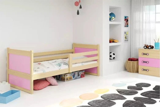 Vaikiška lova RICO 90X200, žalia/rožinė