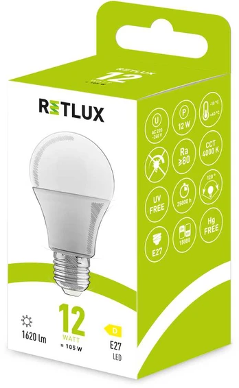 Retlux A60 E27 bulb 12W CW D-RLL 607 A60 E27 bulb 12W CW D