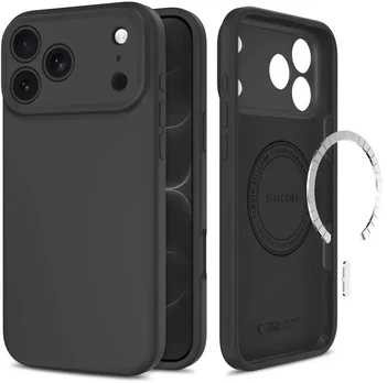 Dėklas TECH-PROTECT SILICONE MAGSAFE IPHONE 17 PRO / 18 PRO MIDNIGHT Juodas