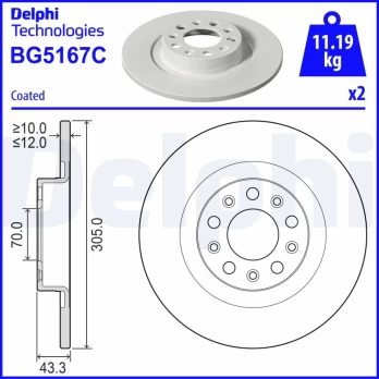 Stabdžių diskas DELPHI BG5167C